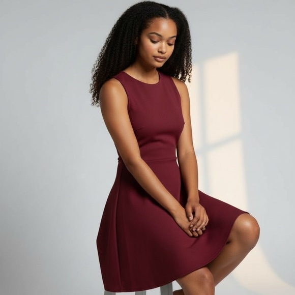 NWT Lulus Wine Red Lace Backless Skater Dress - Picture 2 of 7